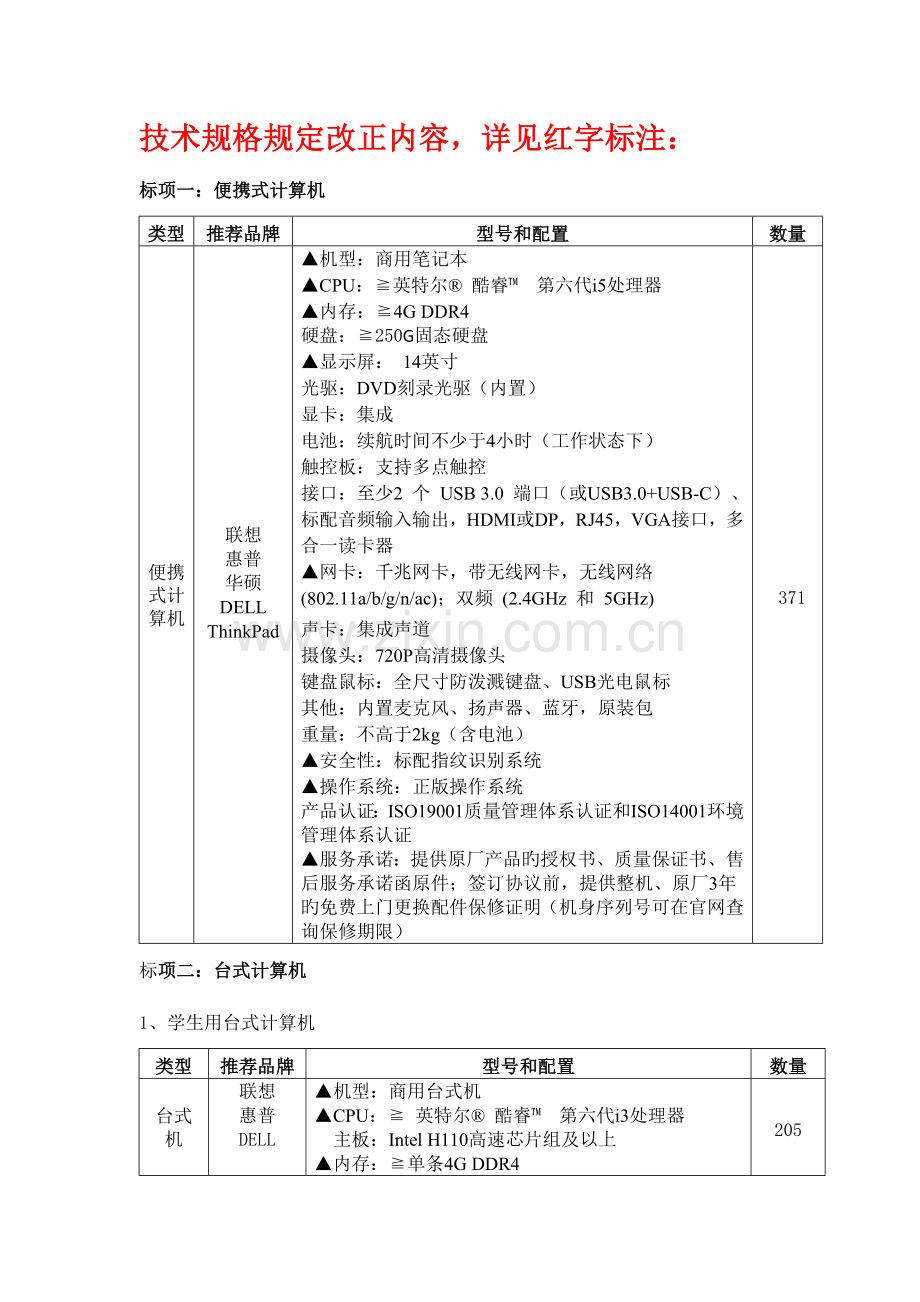 技术规格要求更正内容详见红字标注.doc_第1页