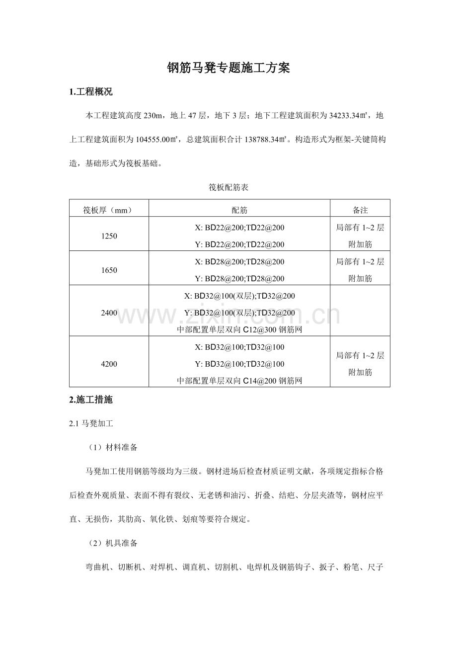 钢筋马镫专项施工方案日.docx_第1页