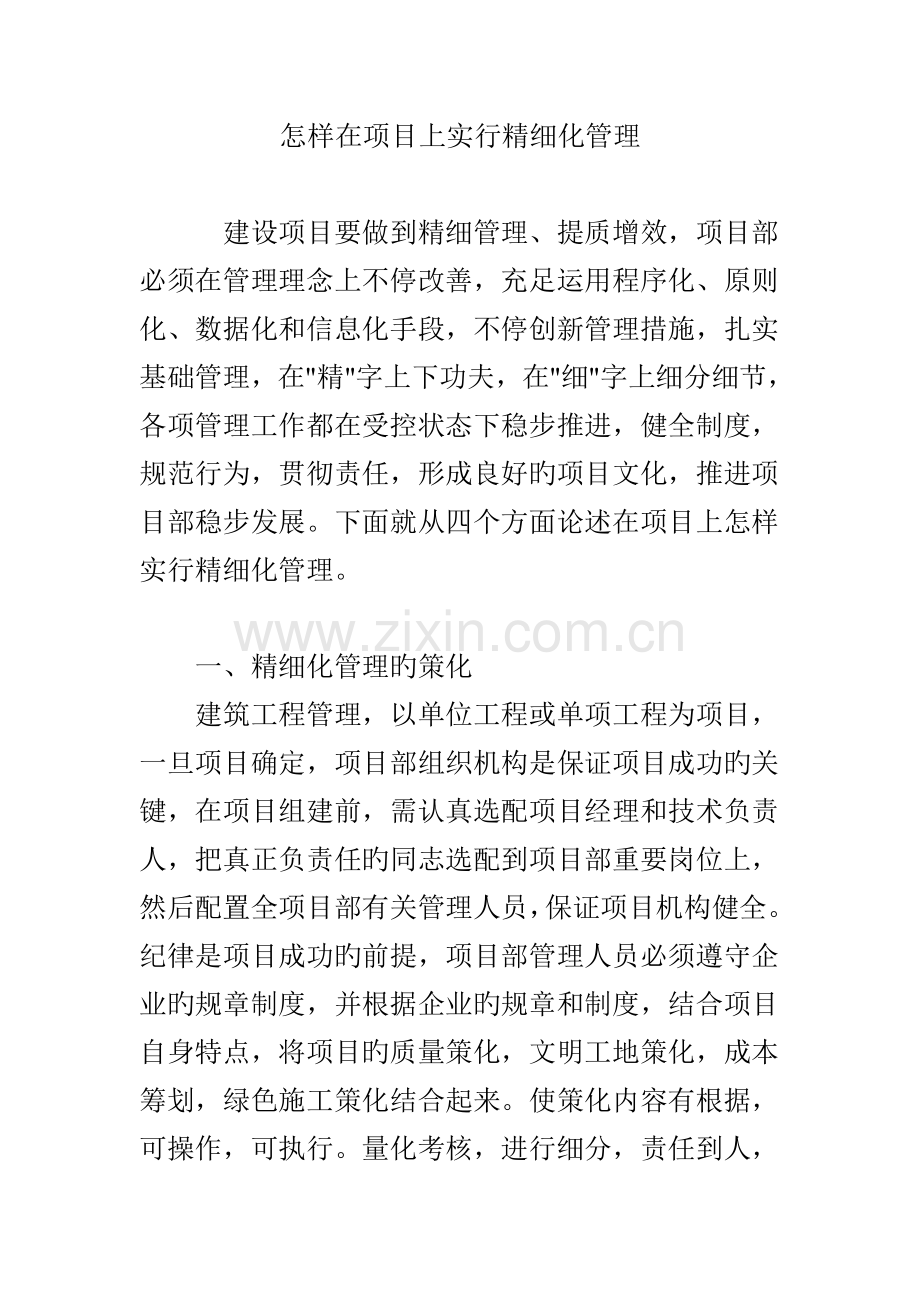 如何在项目上实施精细化管理.doc_第1页