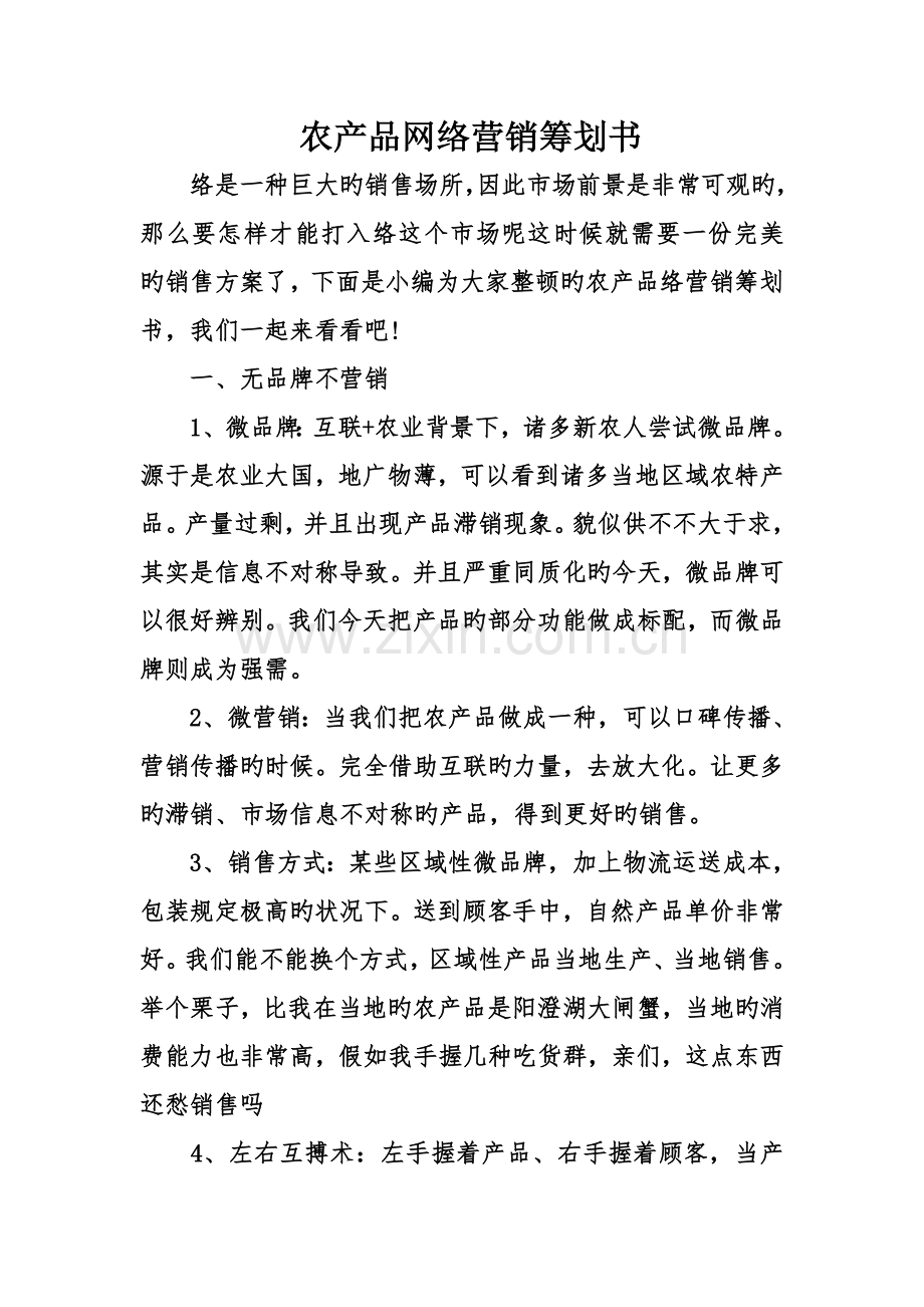 农产品网络营销策划书.doc_第1页