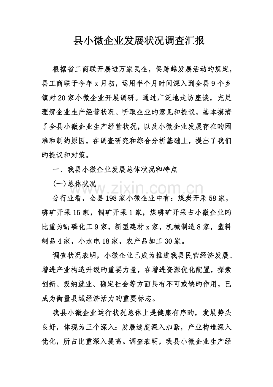 县小微企业发展情况调查报告.doc_第1页