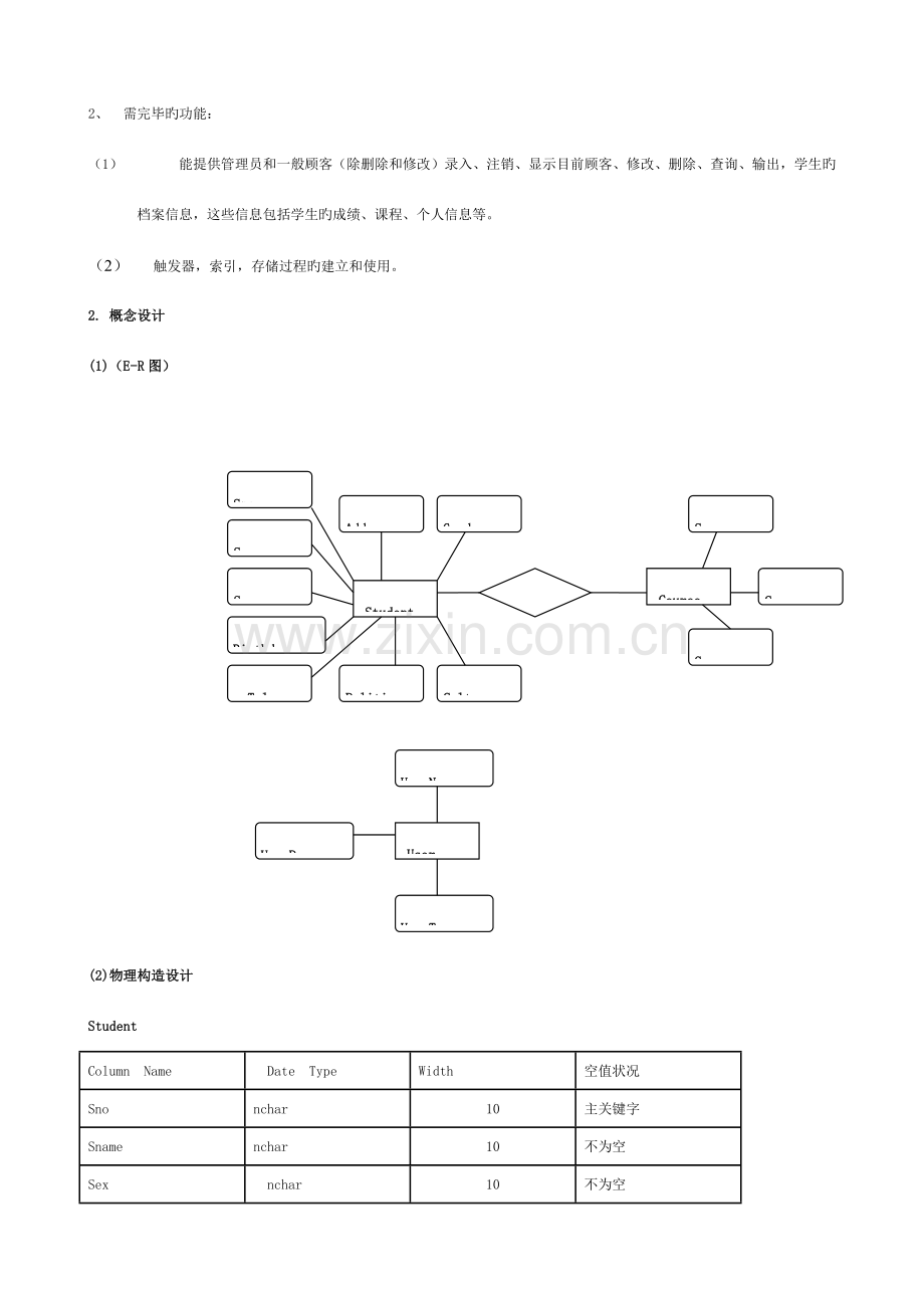 数据库学生成绩管理系统课程设计报告模板.doc_第2页