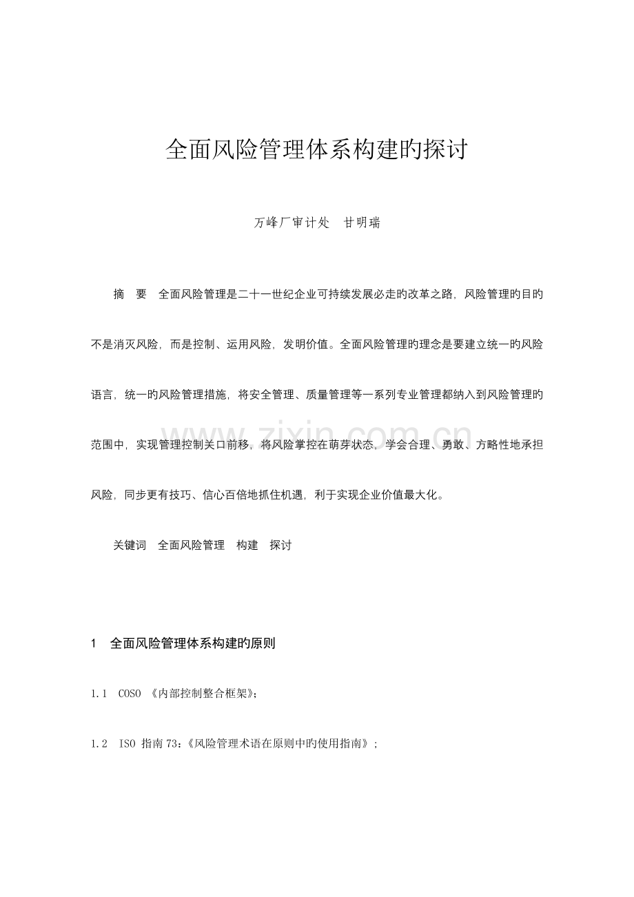 全面风险管理体系构建的探讨.doc_第1页