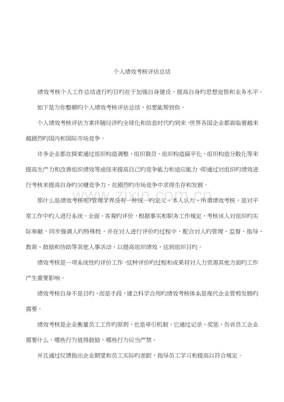 个人绩效考核评估总结.docx_第1页