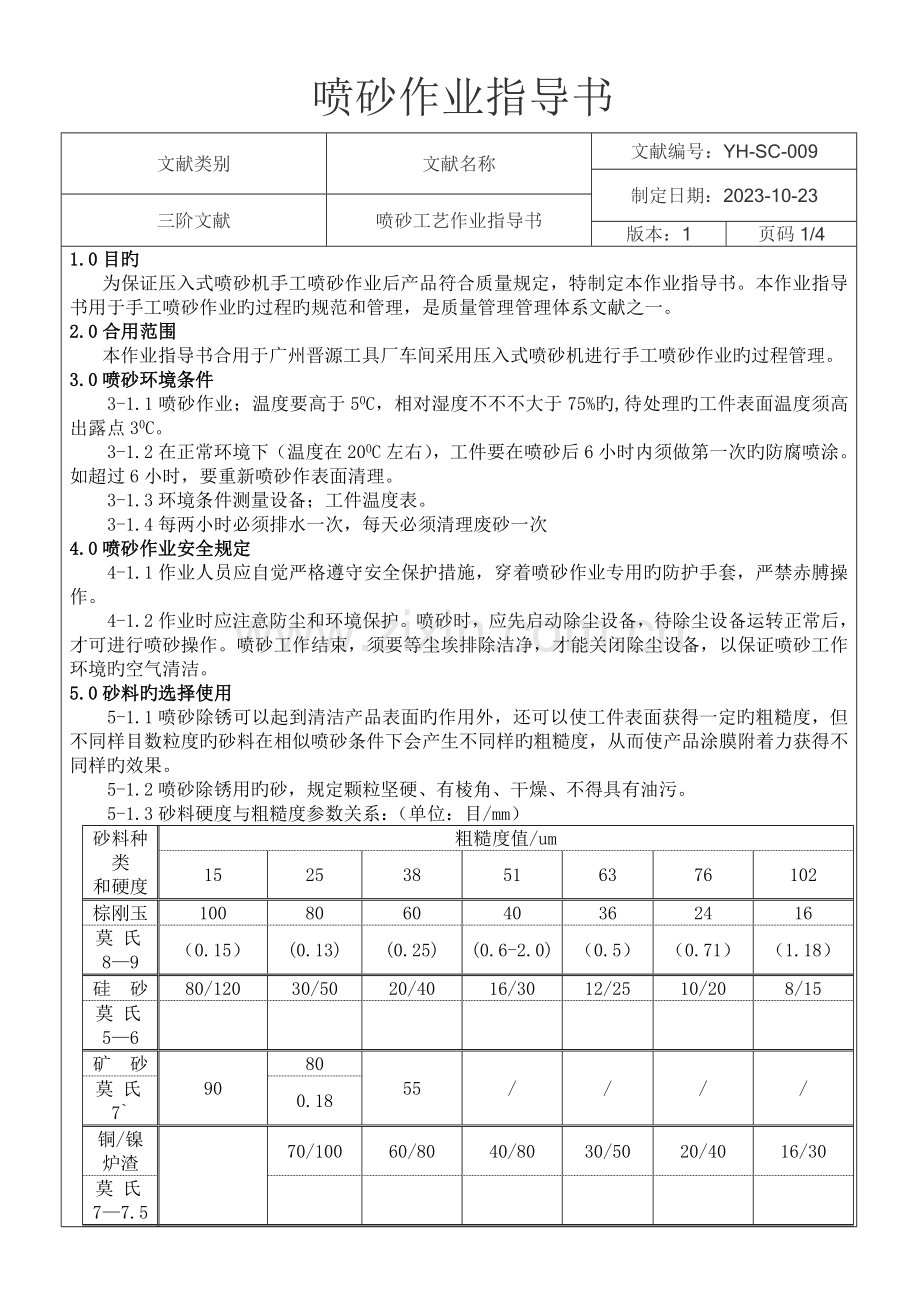 喷砂作业指导书.doc_第1页