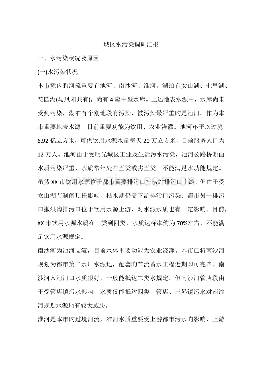 城区水污染调研报告.docx_第1页