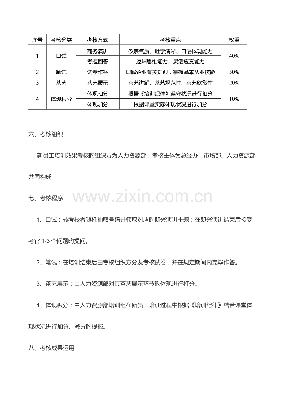 新员工培训效果考核方案茶行业.docx_第2页