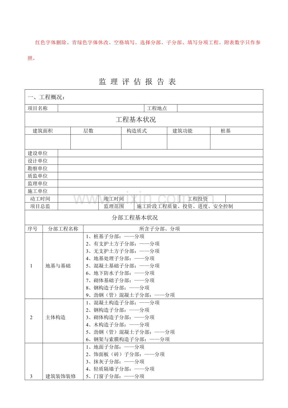 建筑工程监理质量评估报告休改应用文本.doc_第2页