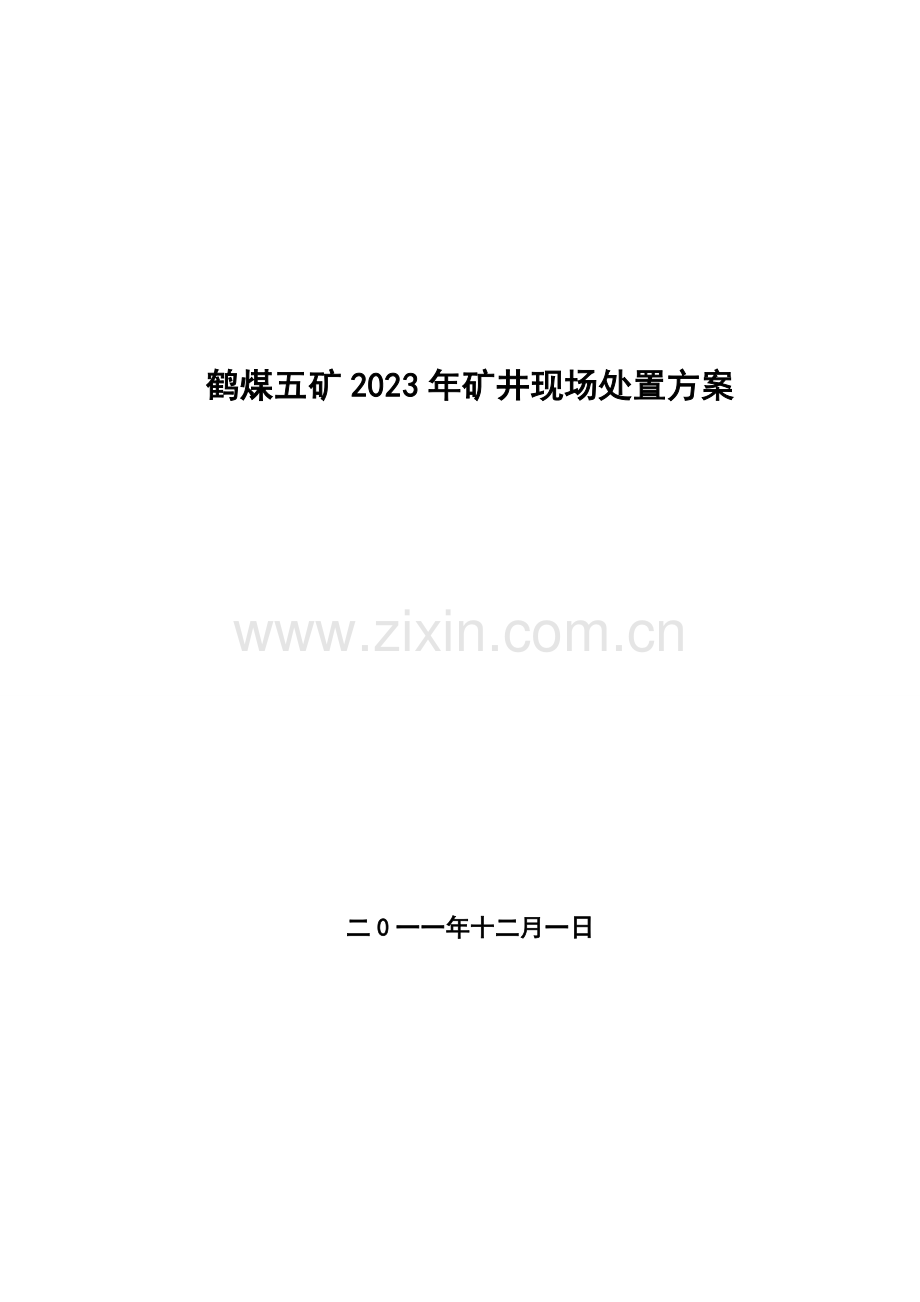 鹤煤五矿矿井重大水灾现场处置方案.doc_第1页