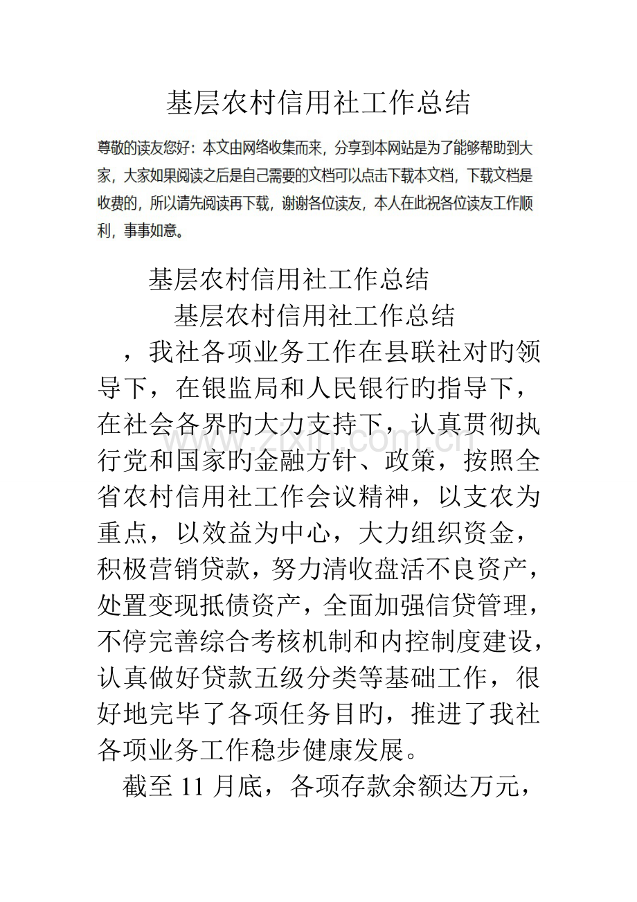 2023年基层农村信用社工作总结.doc_第1页