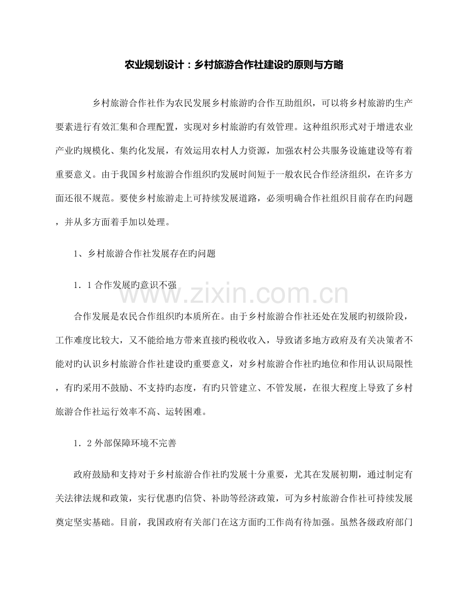 农业规划设计乡村旅游合作社建设的原则与策略.docx_第1页