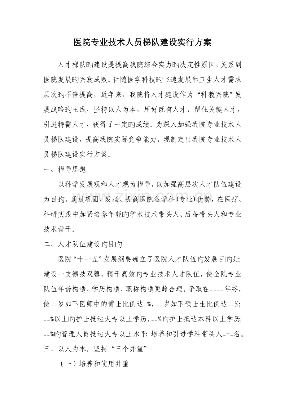 医院专业技术人员梯队建设实施方案.doc_第1页