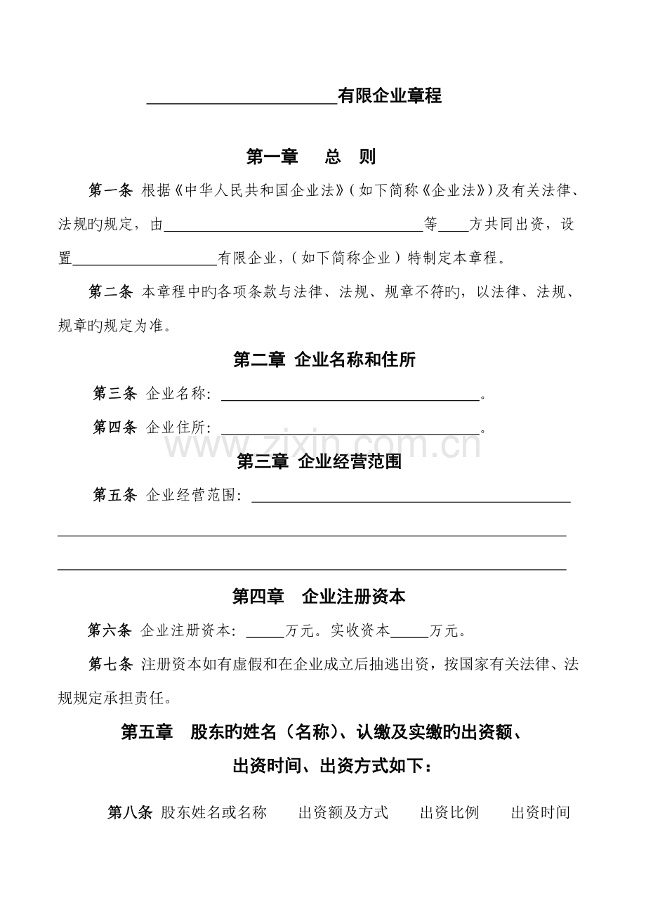 有限责任公司章程不设董事会.doc_第1页