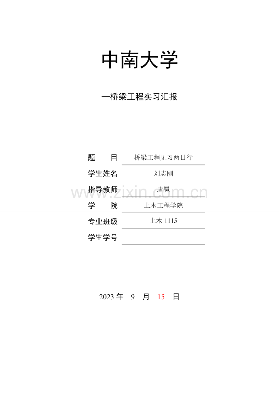 中南大学桥梁工程认知实习报告.doc_第1页