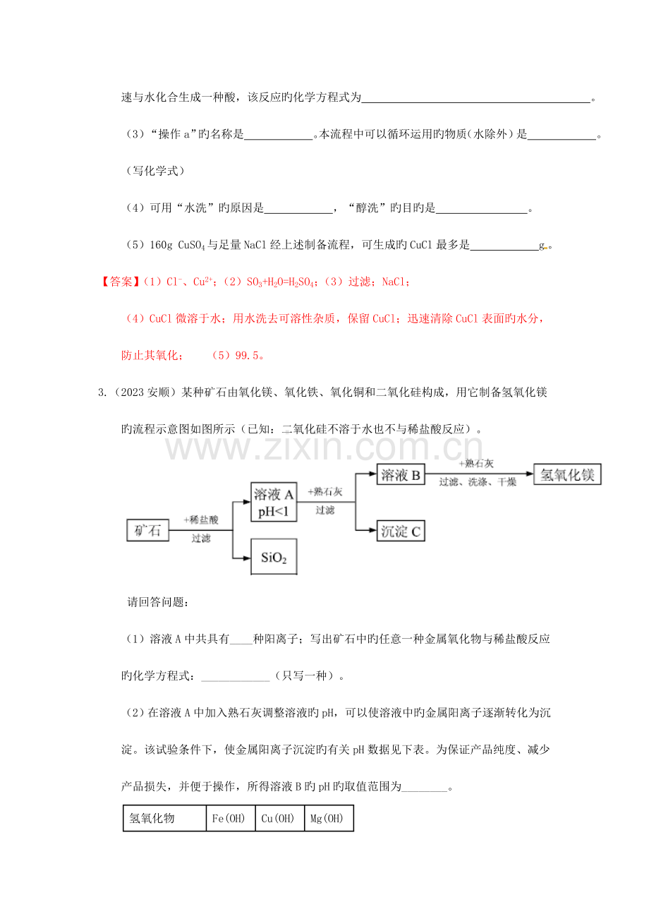 2023年各地中考化学真题分类汇编工艺流程题Word版含答案.doc_第2页