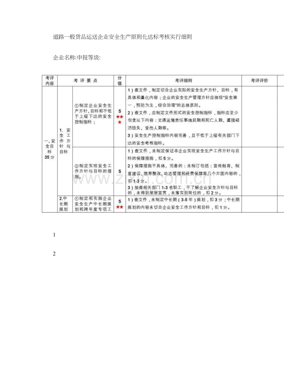 道路普通货物运输企业安全生产标准化达标考评实施细则修订.doc_第1页