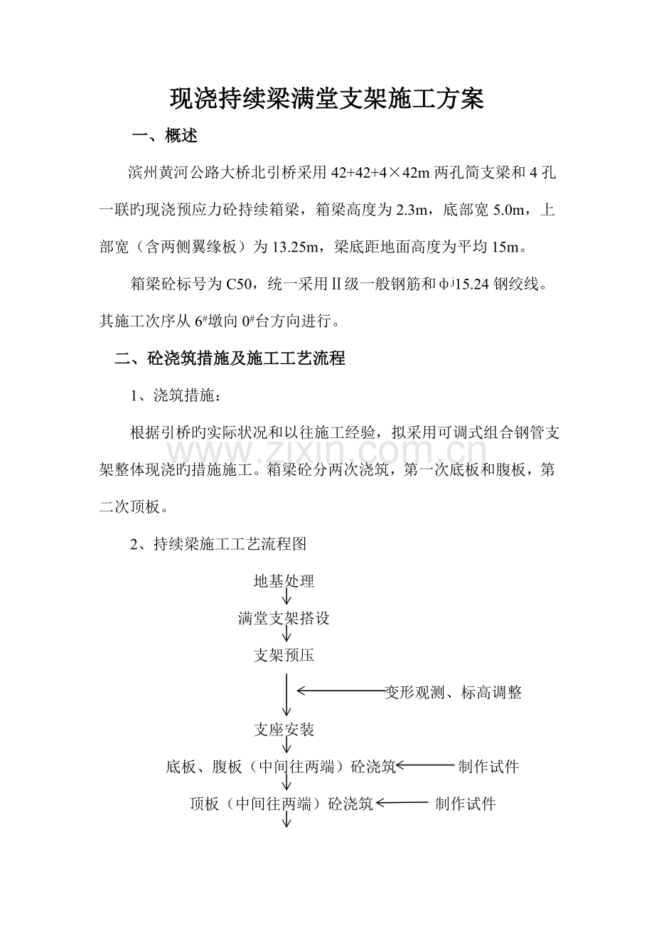 现浇连续梁满堂支架施工方案.doc_第1页