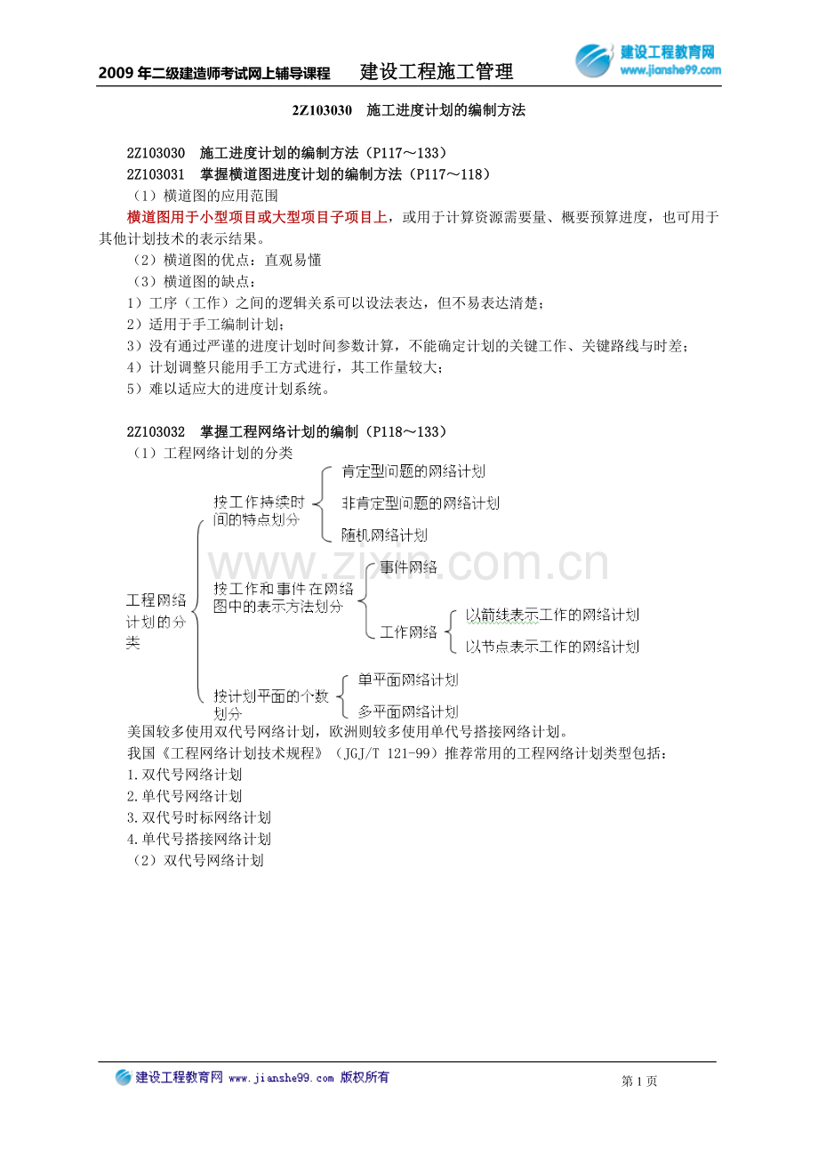 2Z103030施工进度计划的编制方法.doc_第1页