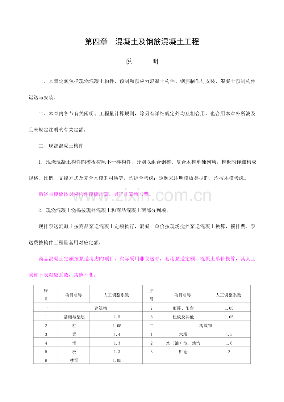 浙江版定额四章现浇砼及模板工程.doc_第1页