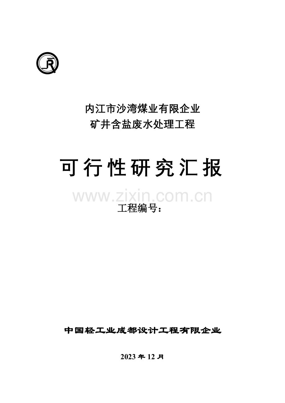 内江市沙湾煤业有限公司矿井含盐废水处理工程可行性研究报告.doc_第1页