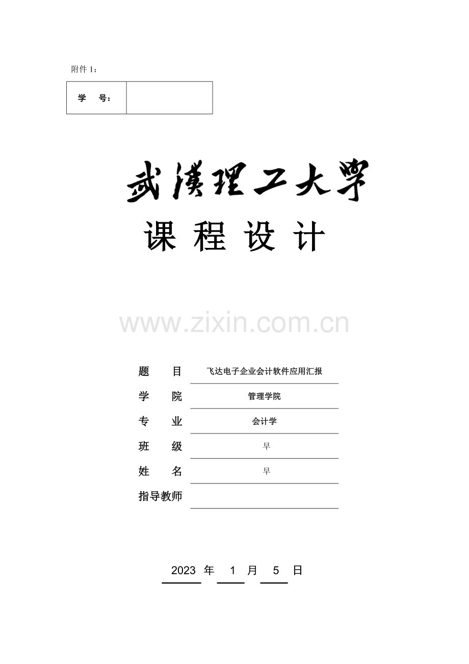 2023年会计软件应用实验实验报告.doc_第1页