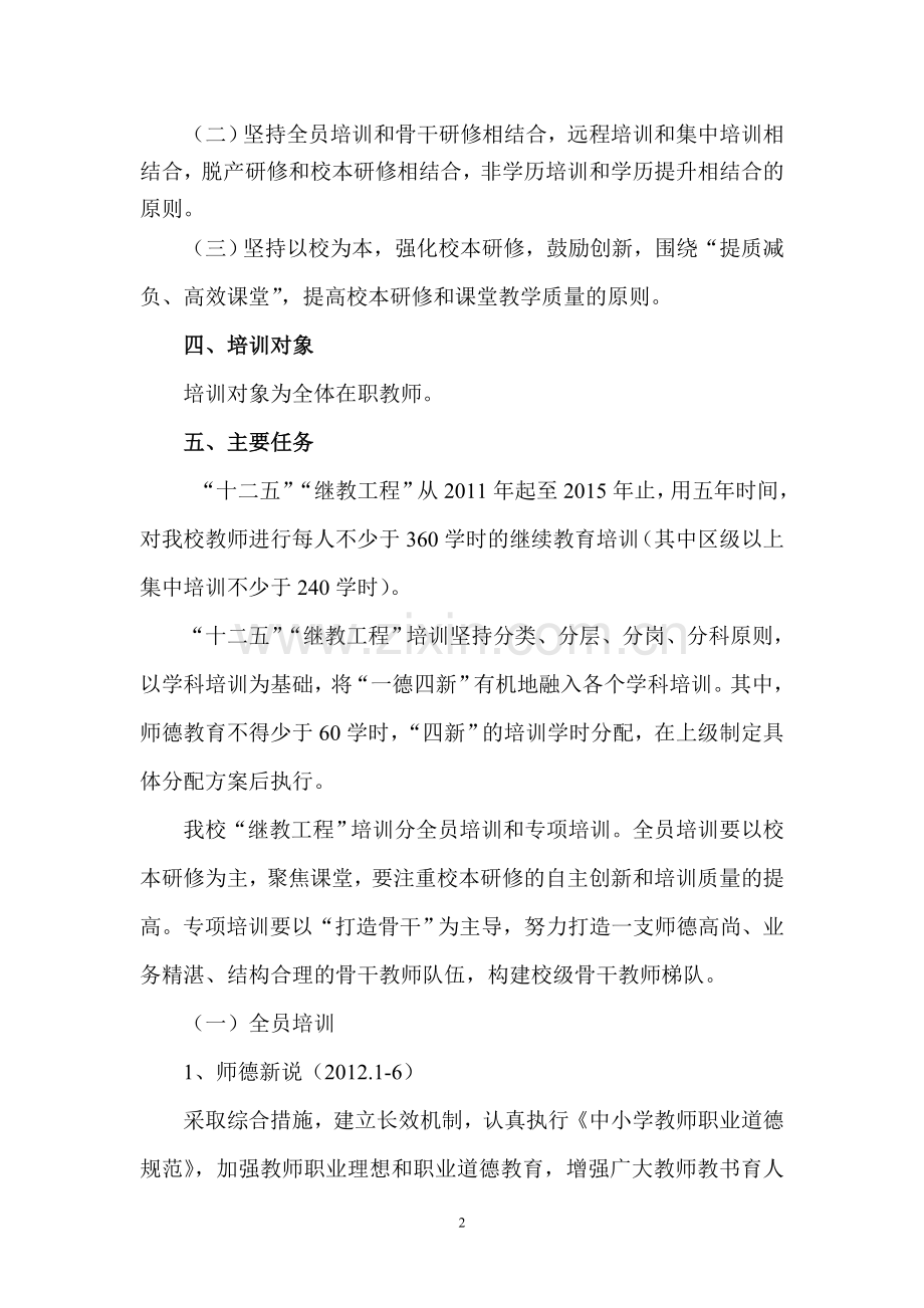 铜仁市碧江区锦江小学十二五中小学教师继续教育工程方案[1].doc_第2页