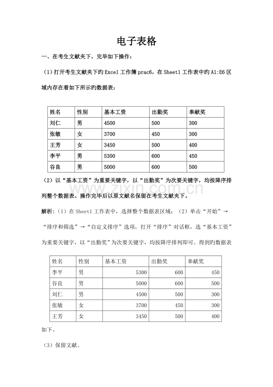 2023年电大计算机应用基础网考电子表格.doc_第1页