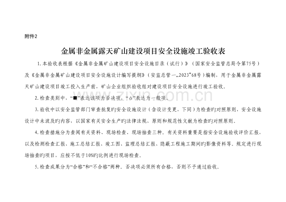金属非金属露天矿山建设项目安全设施竣工验收表.doc_第1页
