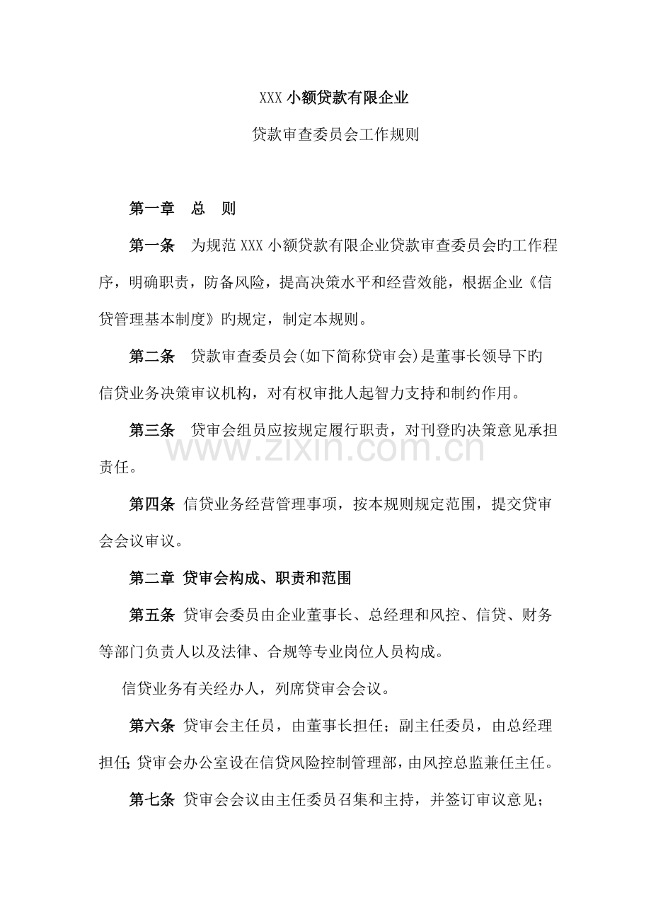 小贷公司贷审会工作规则.doc_第1页