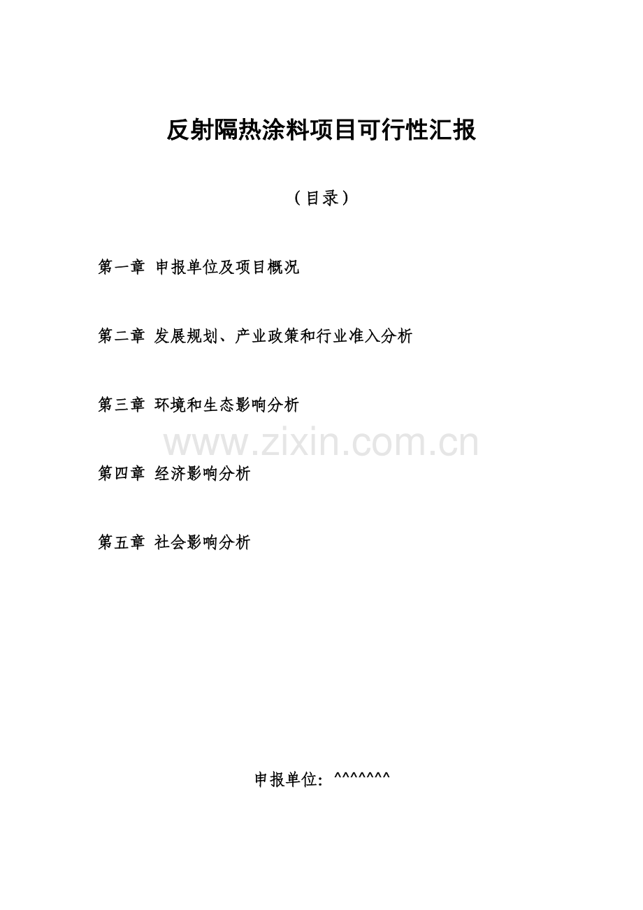 反射隔热涂料项目可行性报告.doc_第1页