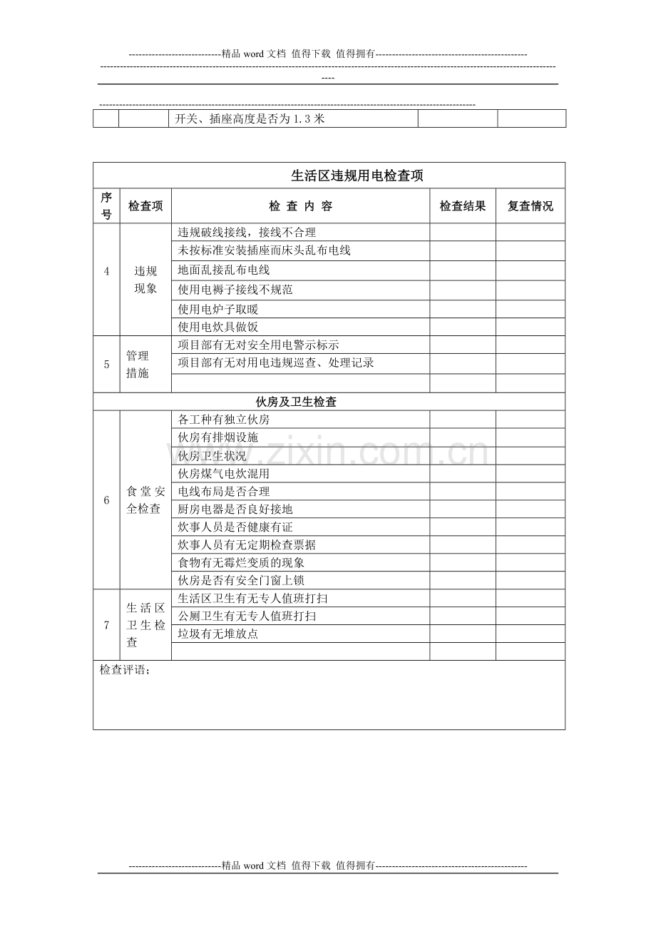 A015;施工现场生活区安全文明检查表.doc_第2页