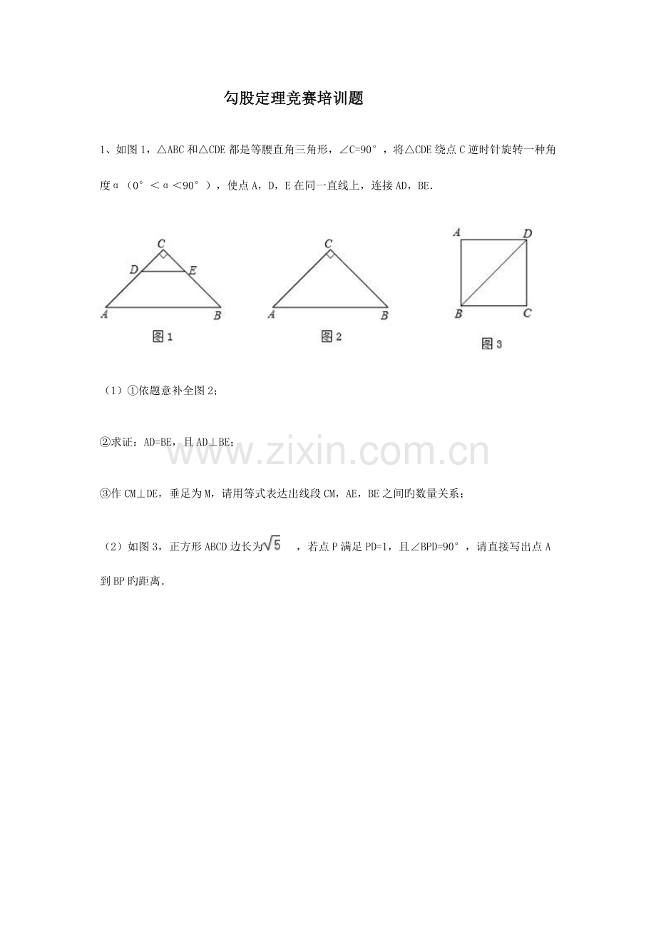 2023年新版勾股定理竞赛培训题含答案.doc_第1页