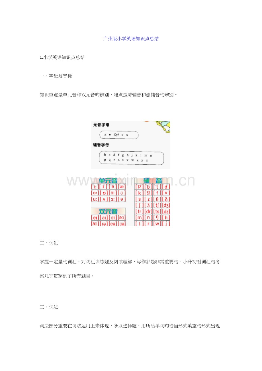 2023年广州版小学英语知识点总结.docx_第1页