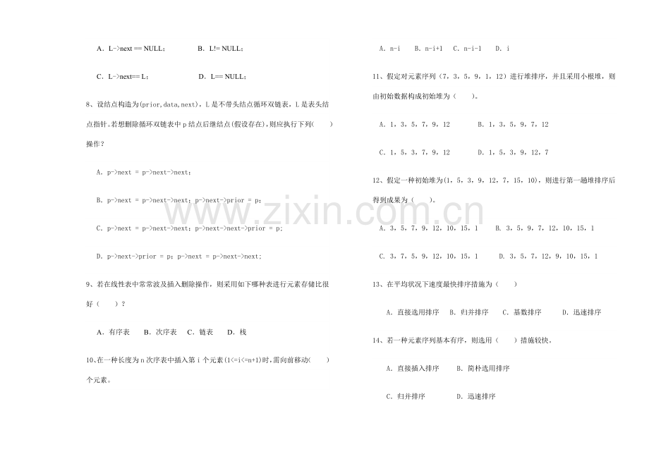 2023年数据结构与算法期末试卷B.doc_第2页