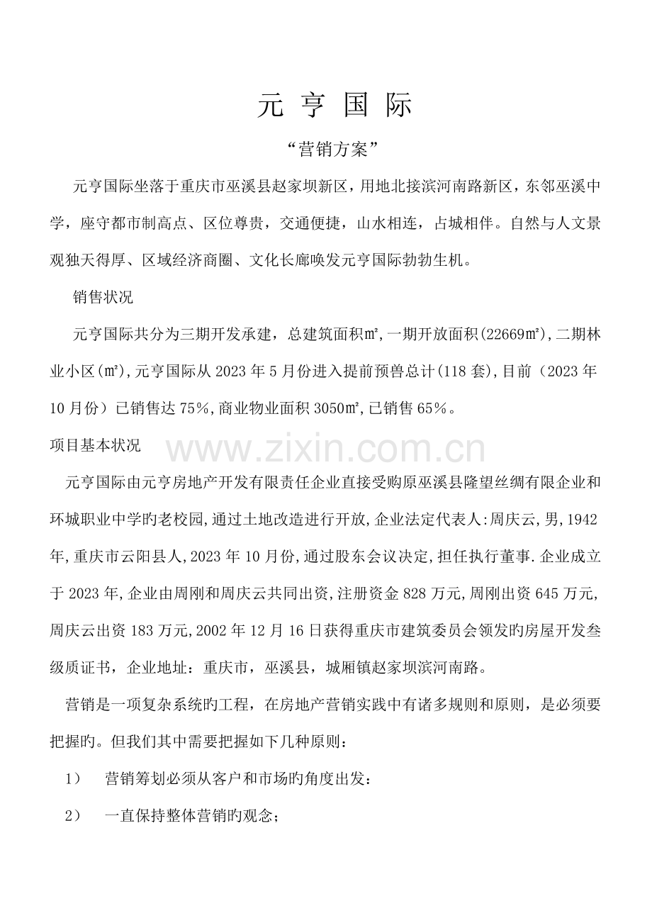 元亨国际营销方案范文.doc_第1页