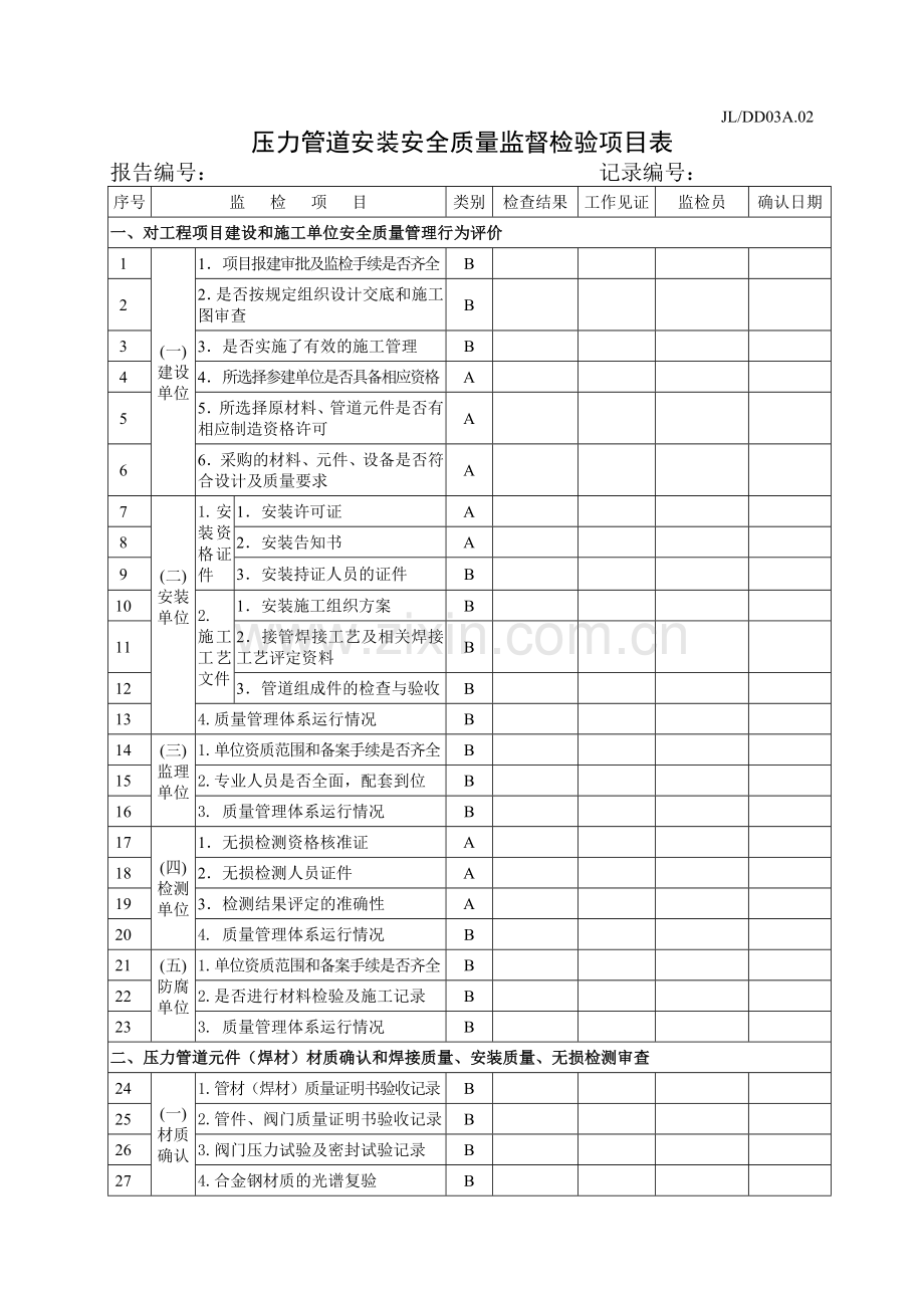 压力管道安装安全质量监督检验原始记录.doc_第2页