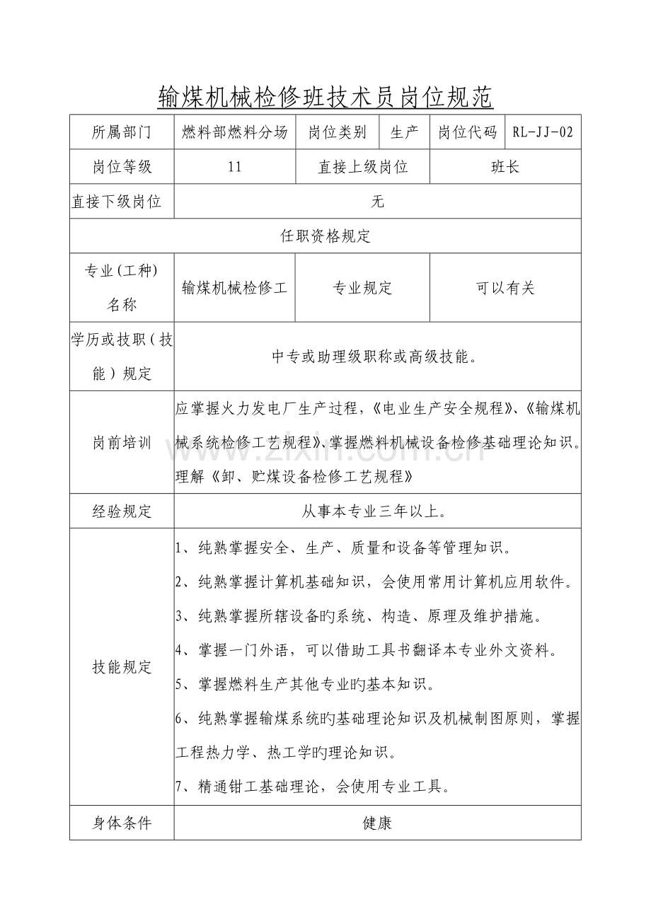 输煤机械检修班技术员.doc_第1页
