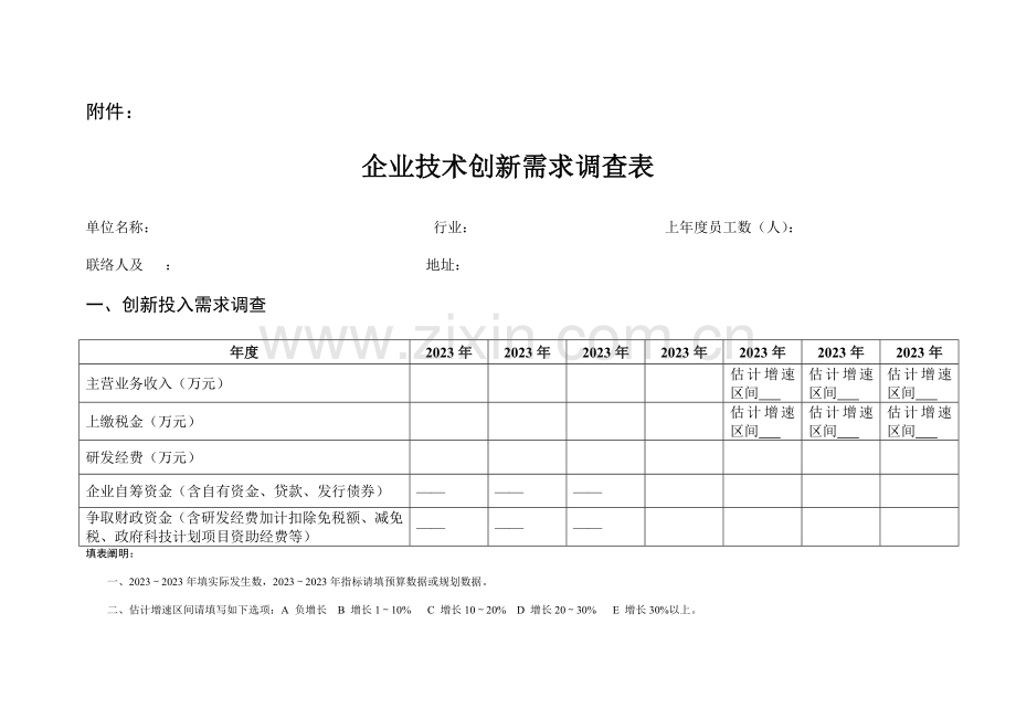 企业技术创新需求调查表深圳科技创新委员会.doc_第1页