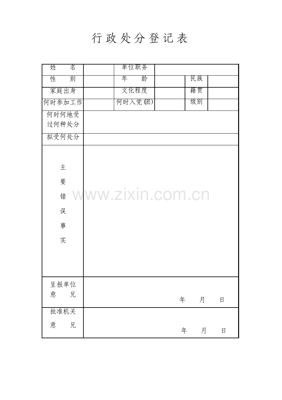 事业单位工作人员处分表表格模板.pdf_第1页