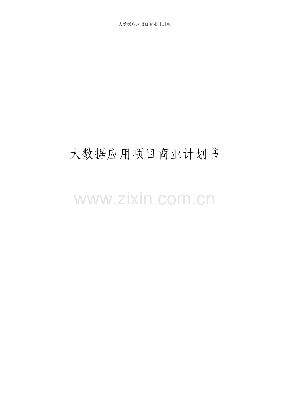 大数据应用项目商业计划书.pdf_第1页