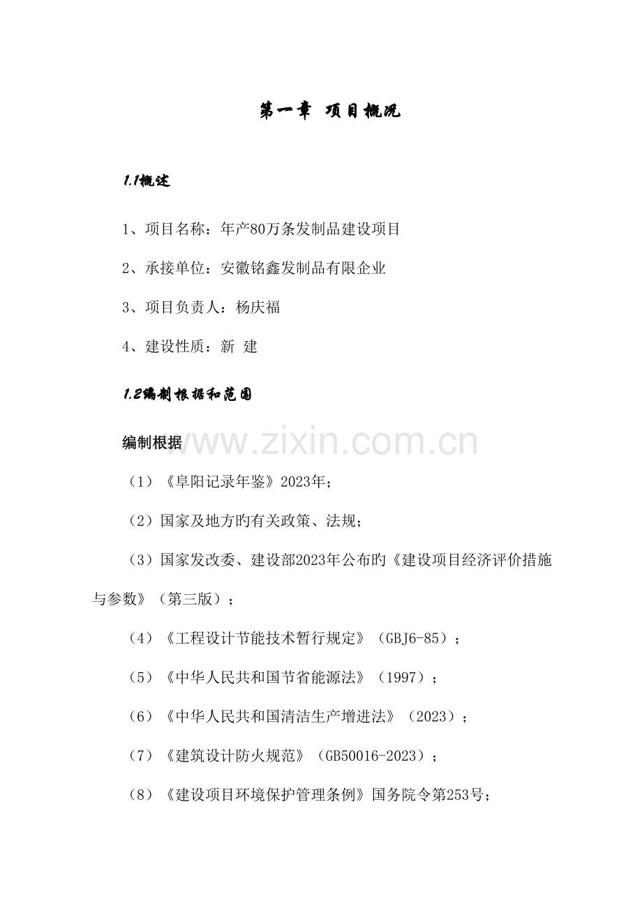 年产80万条发制品生产线项目.doc_第1页