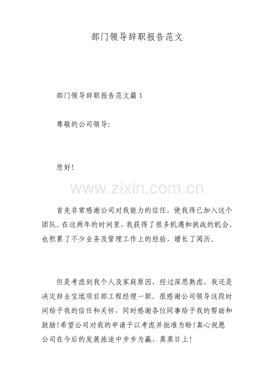 部门领导辞职报告范文.pdf_第1页