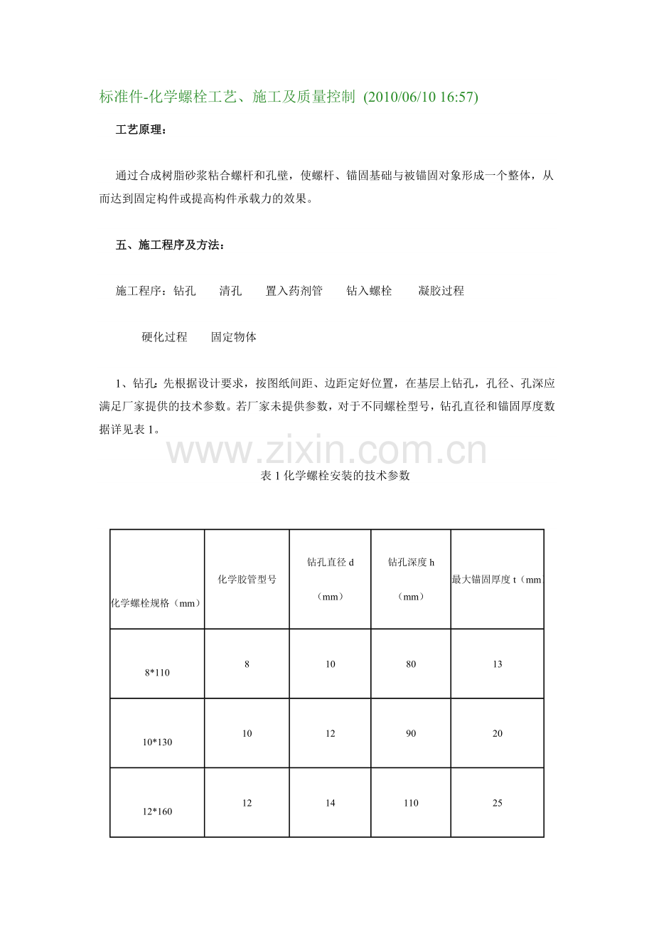 化学锚栓施工工艺及要求.doc_第1页