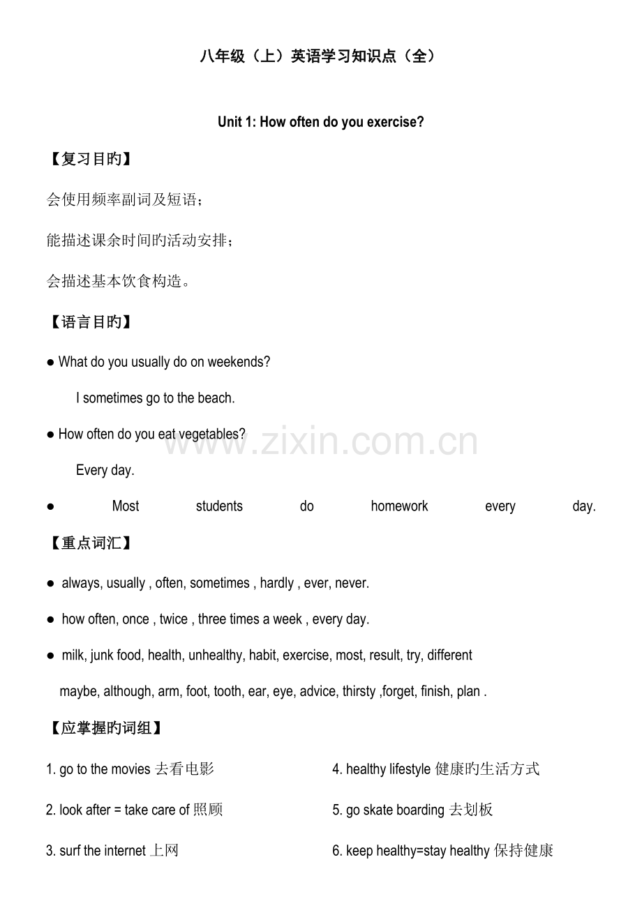 2023年八年级英语学习知识点.doc_第1页