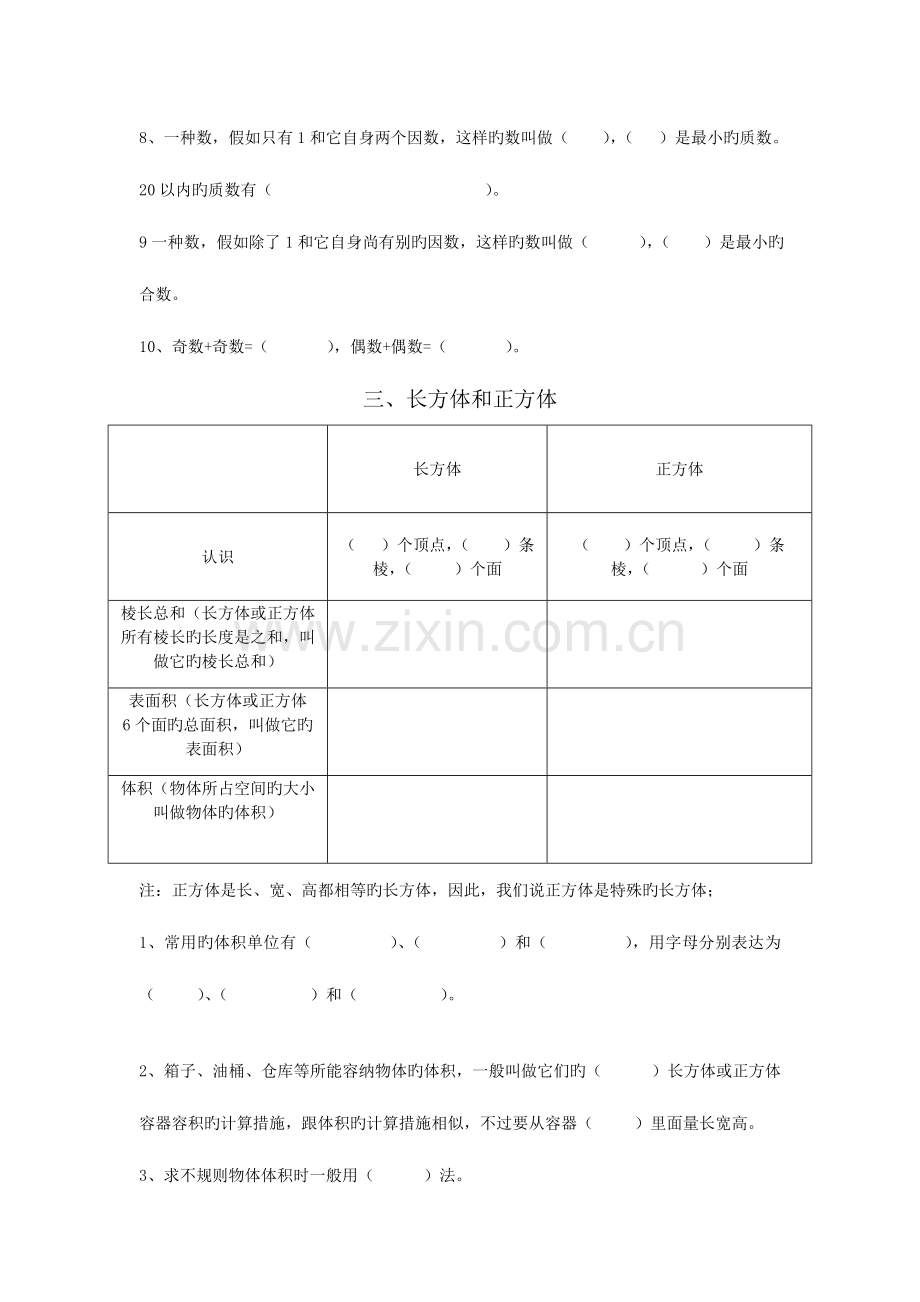2023年人教版五年级下数学总复习知识点.doc_第2页
