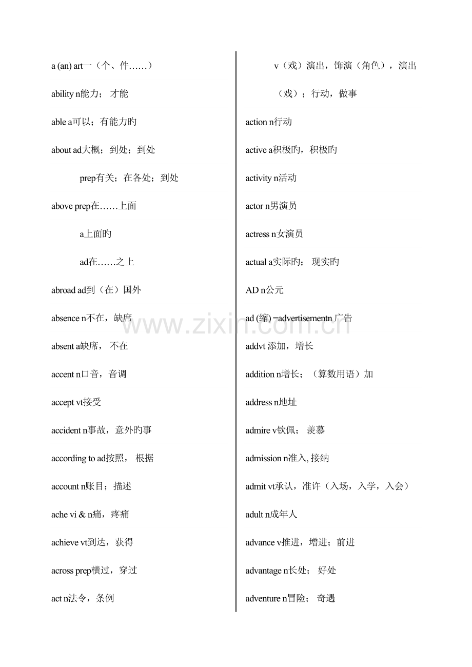 2023年英语四级单词最低要求英语四级词汇大全.doc_第1页