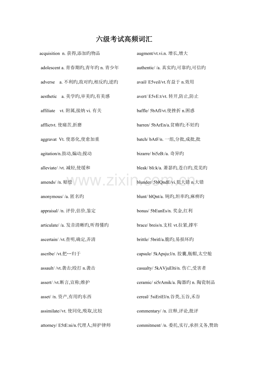 2023年六级高频词汇.doc_第1页