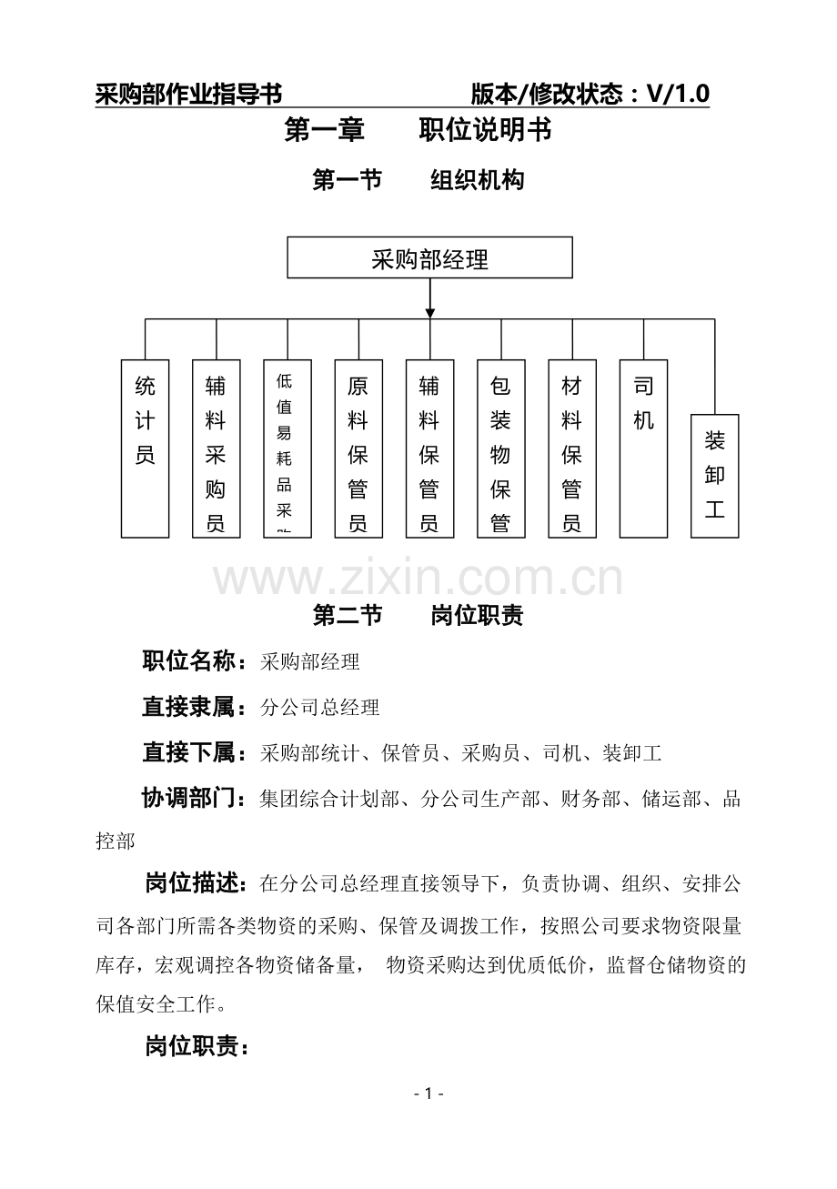 采购部经理岗位作业指导书.doc_第1页
