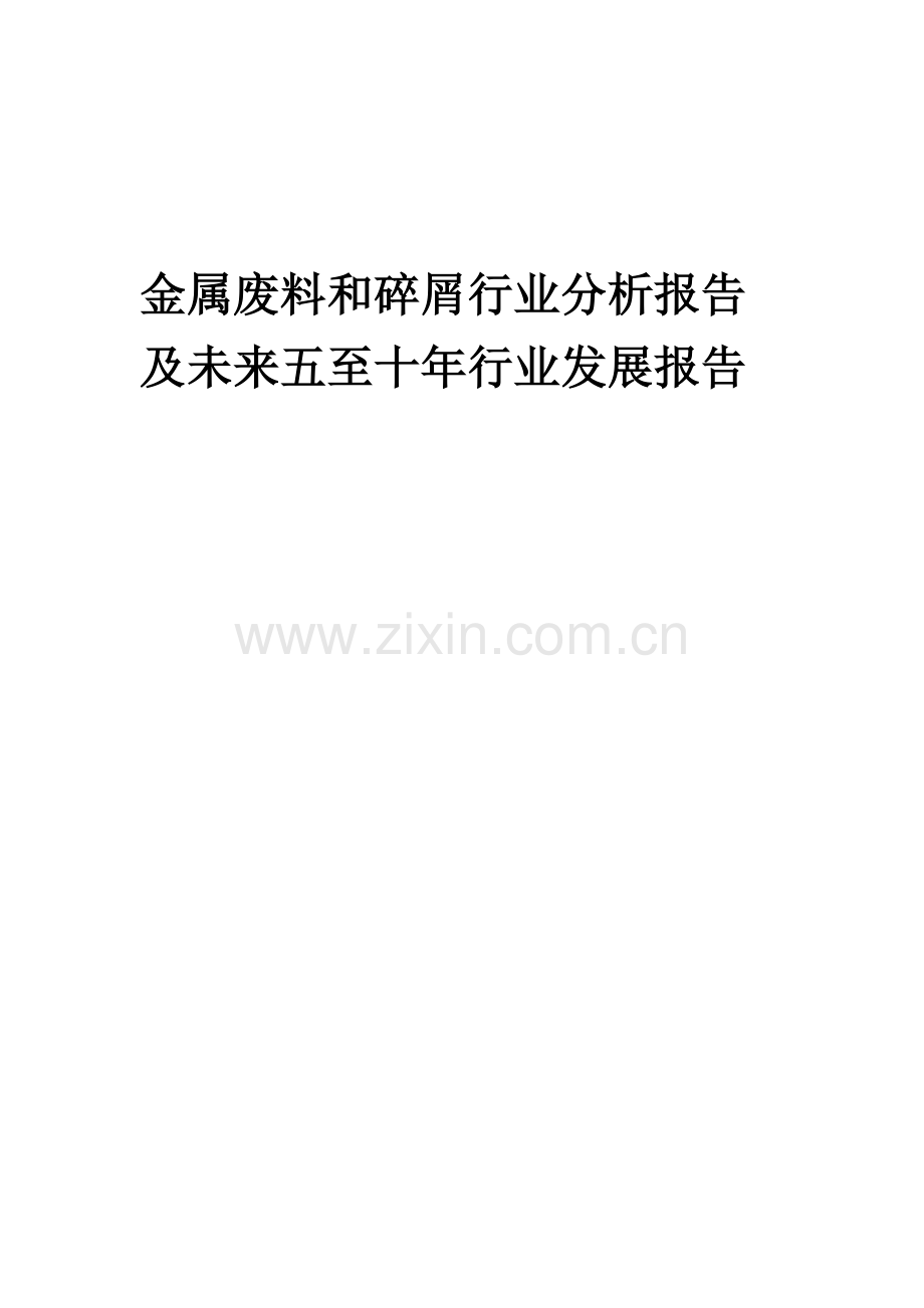 2023年金属废料和碎屑行业分析报告及未来五至十年行业发展报告.docx_第1页