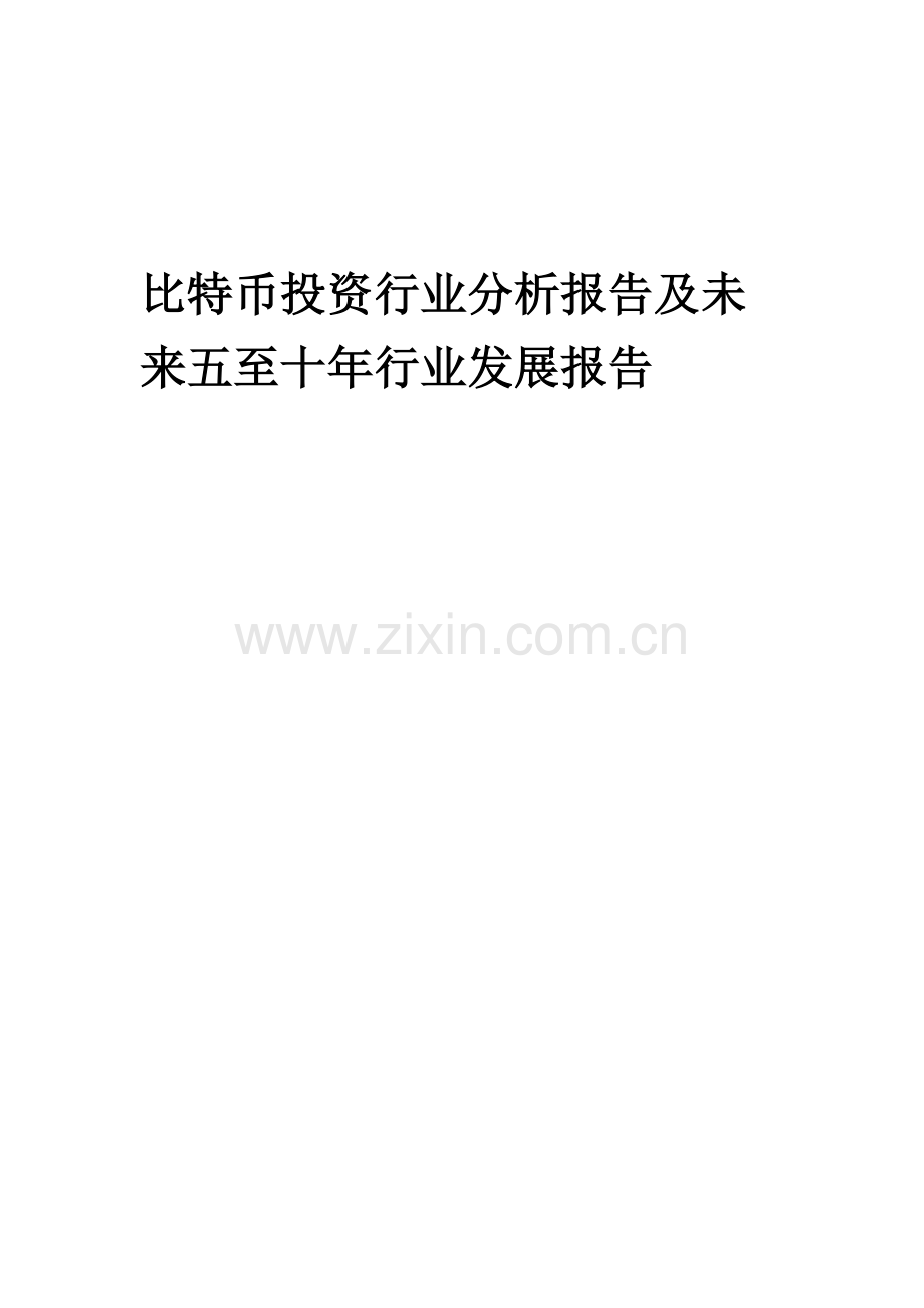 2023年比特币投资行业分析报告及未来五至十年行业发展报告.docx_第1页